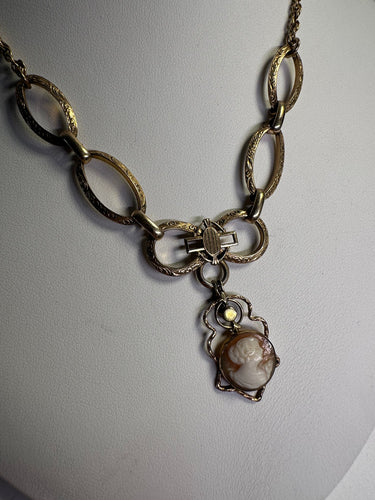 Victorian Gold Fill Cameo Necklace Bloomers and Frocks